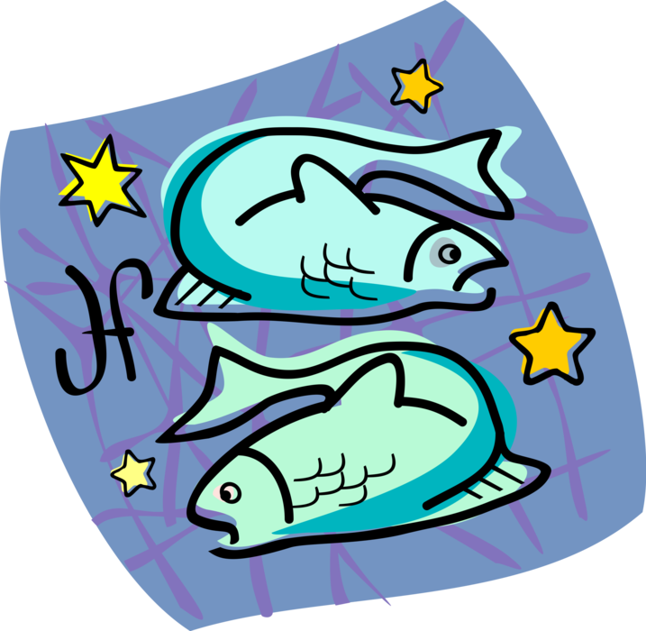 Vector Illustration of Astrological Horoscope Astrology Signs of the Zodiac - Water Sign Pisces Fish