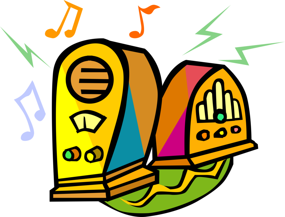 Vector Illustration of Radios for Receiving Broadcasts and Music Over Airwaves Vector Illustration of Radios for Receiving Broadcasts and Music Over Airwaves