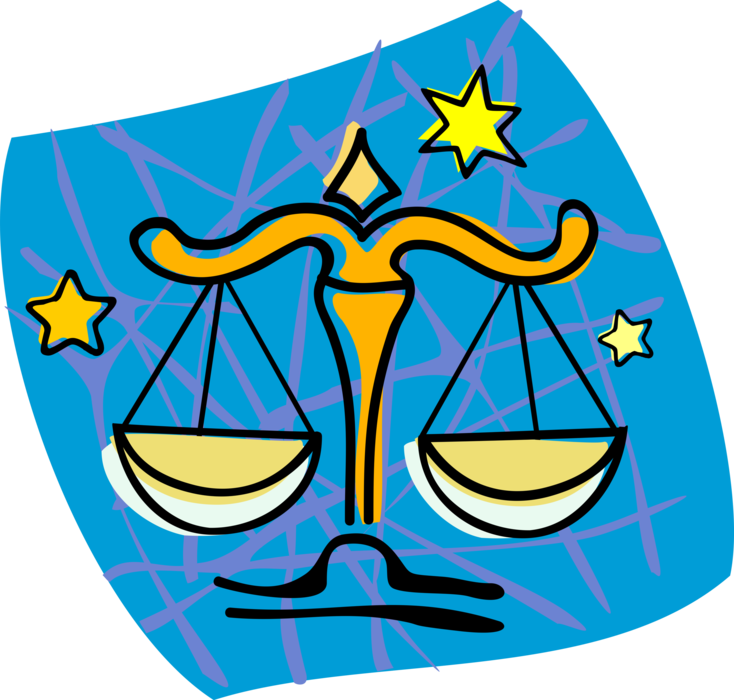 Vector Illustration of Astrological Horoscope Astrology Signs of the Zodiac - Air Sign Libra Scales of Justice