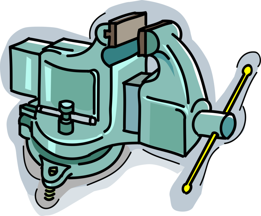 Vector Illustration of Workbench Vise or Vice with Two Parallel Jaws Secure Objects