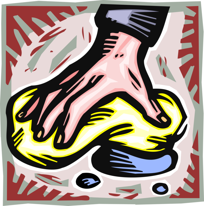 Vector Illustration of Hand Cleaning Up Liquid Spill