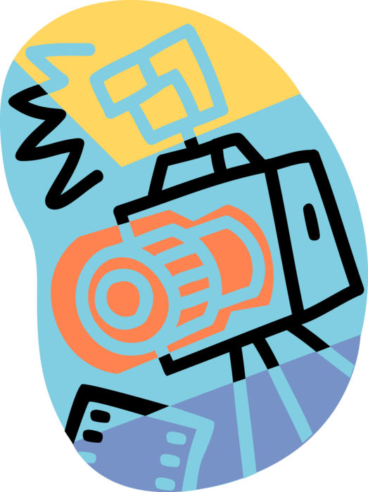 Vector Illustration of 35mm Photography Camera with Flash