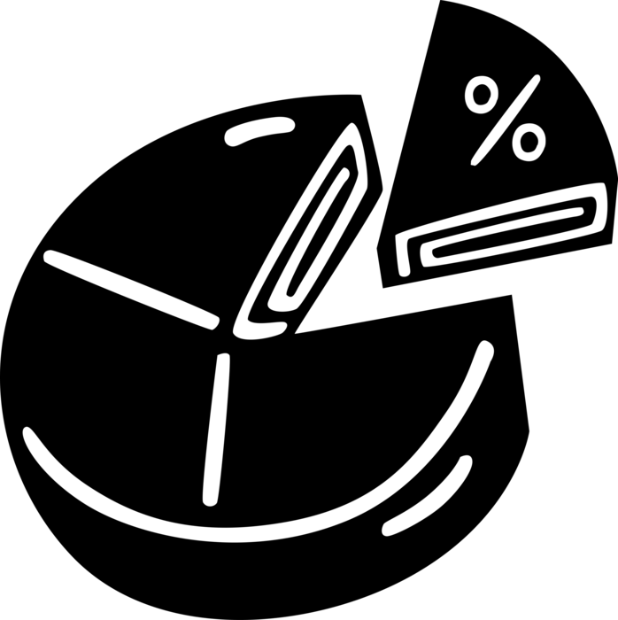 Vector Illustration of Pie Chart Statistical Infographic Divided into Slices to Illustrate Numerical Proportion