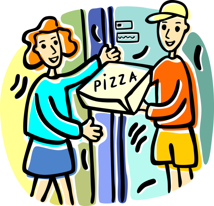 Vector Illustration of Fast Food Pizza Food Delivery