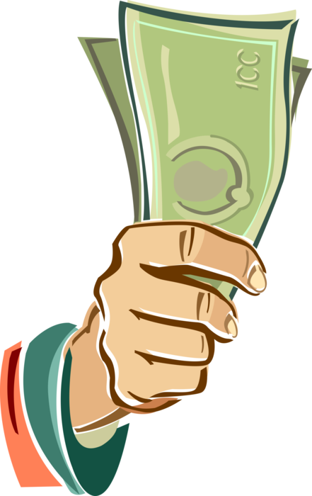 Vector Illustration of Hand Holds Currency Cash Money Dollar Bills