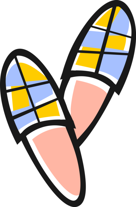 Vector Illustration of Slip-On Bedroom Slippers Footwear