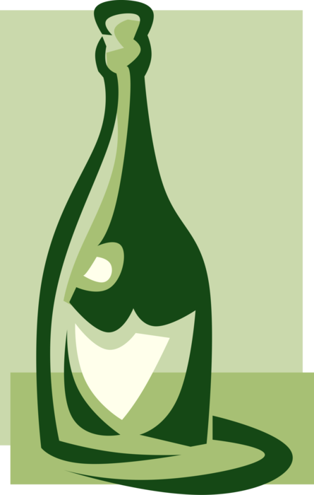 Vector Illustration of Bottle of Champagne Alcohol Beverage