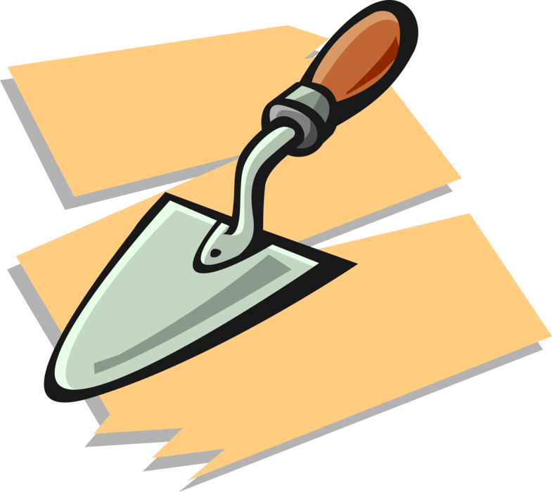 Vector Illustration of Trowel Hand Tool for Digging, Smoothing Material