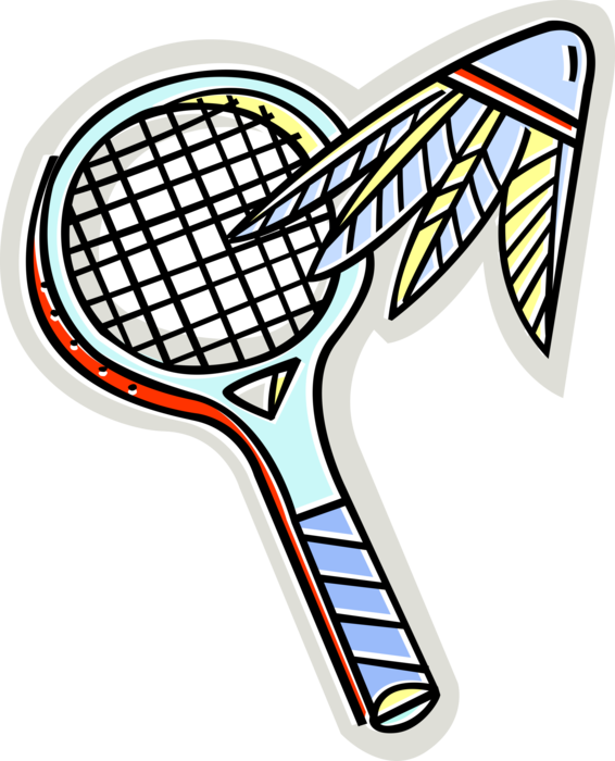 Vector Illustration of Sport of Badminton Racket or Racquet and Shuttlecock Birdie