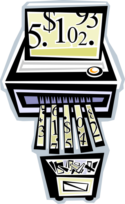 Vector Illustration of Office Paper Shredder Destroys Private, Confidential, Sensitive Documents