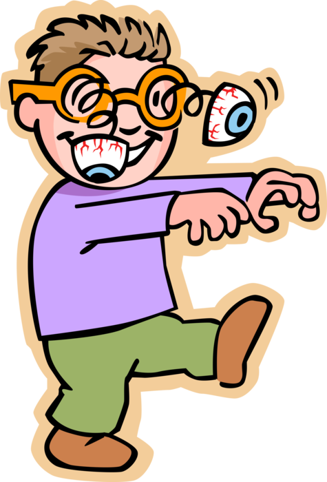 Vector Illustration of Primary or Elementary School Student Boy with Joke Eyeball Glasses Disguise