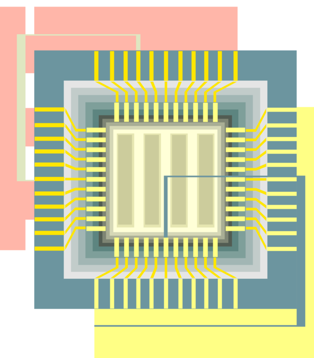 Vector Illustration of Integrated Circuit Electronic Component Microprocessor Microchip