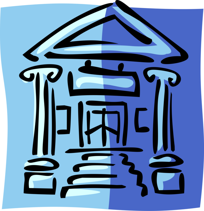 Vector Illustration of Financial Institution Bank with Classical Greek Temple Column Architecture