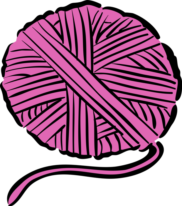 Vector Illustration of Knitting and Darning Ball of Yarn
