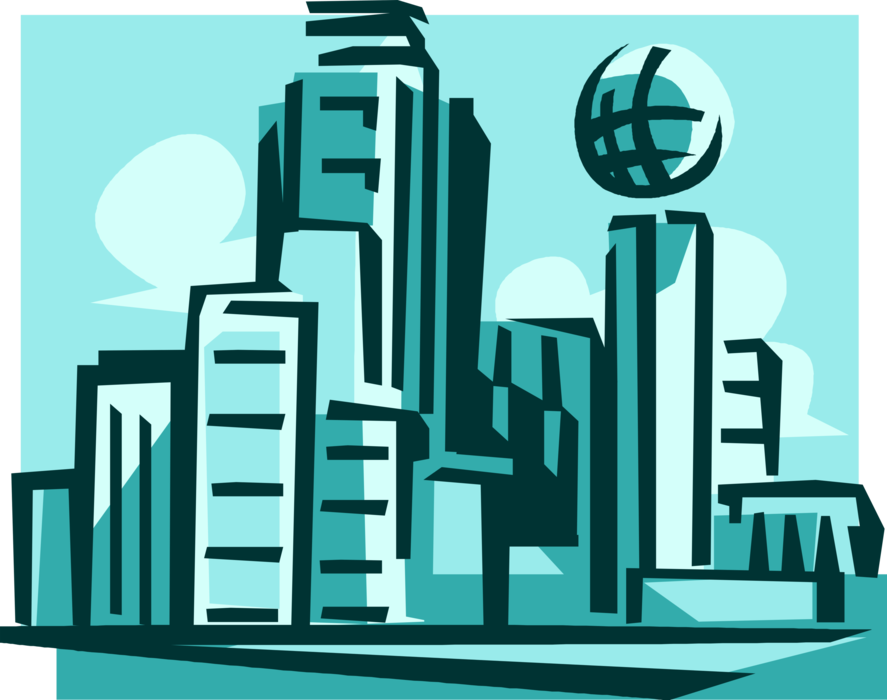 Vector Illustration of Dallas Skyline with Office Tower Skyscrapers, Texas, USA