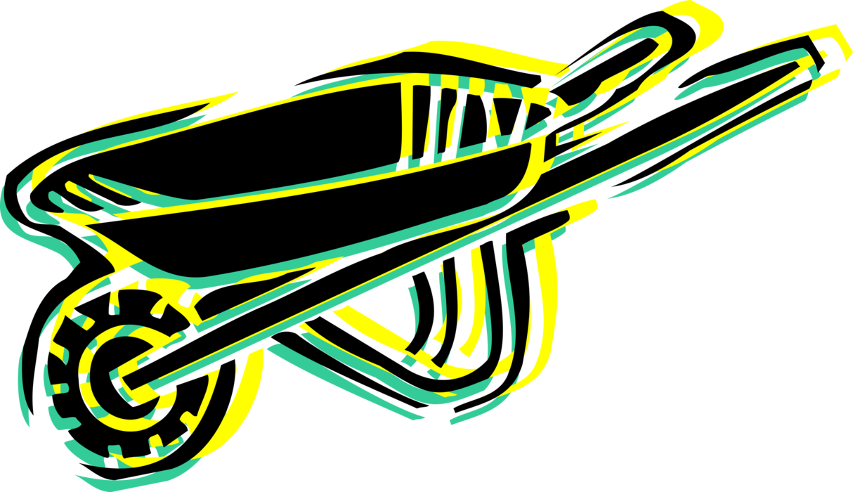 Vector Illustration of Hand-Propelled Wheelbarrow for Carrying Loads