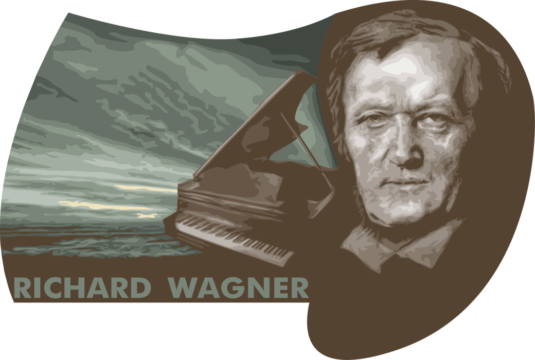 Vector Illustration of Richard Wagner, German Composer, Conductor, Theatre ¸Director, Polemicist