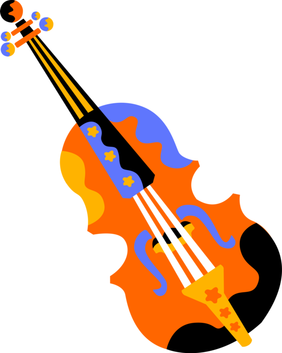 Vector Illustration of Fiddle Violin Stringed Musical Instrument