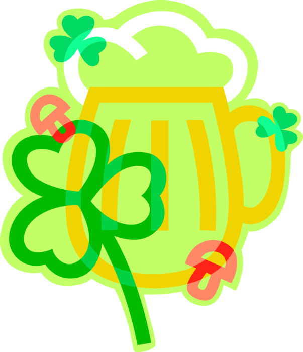 Vector Illustration of St Patrick's Day Beer with Irish Shamrock