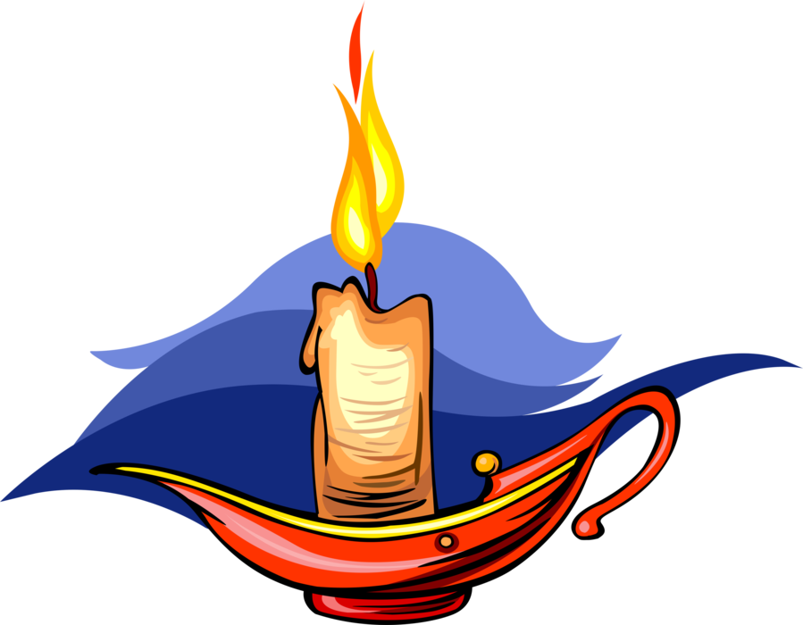 Vector Illustration of Candle Ignitable Wick Embedded in Wax with Burning Flame