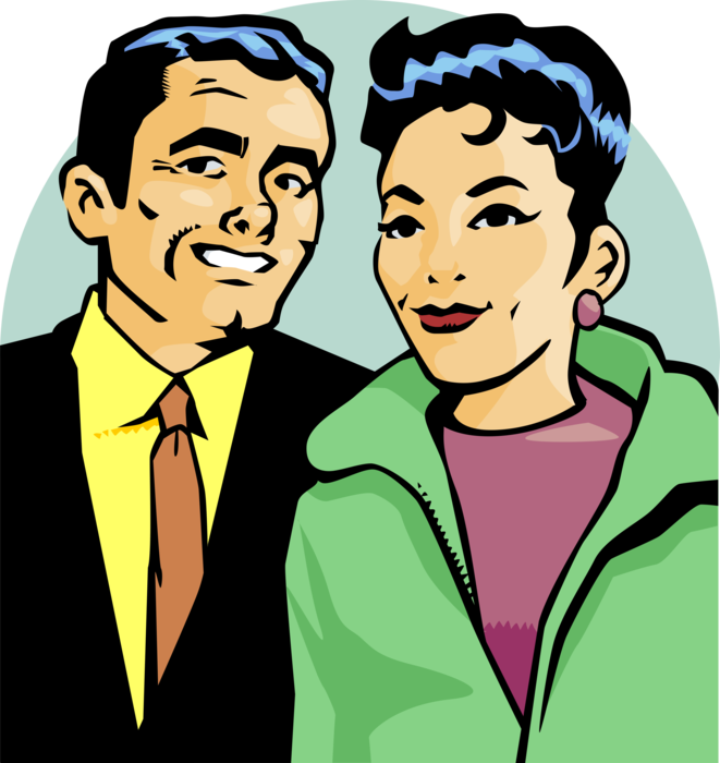 Vector Illustration of Man and Woman Nondescript Couple