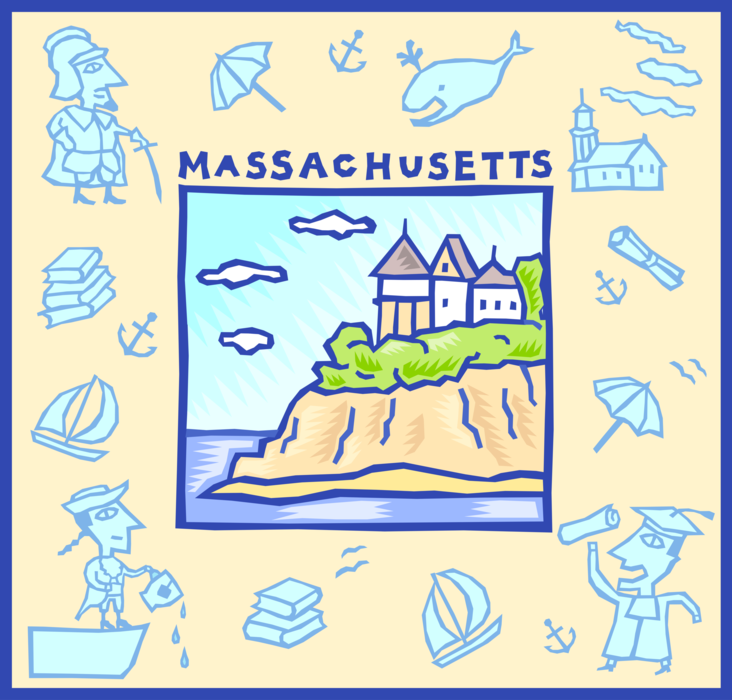 Vector Illustration of Massachusetts, New England State Known for its Significant Colonial History