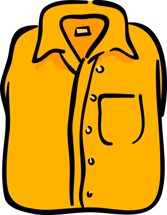 Vector Illustration of Clothing Garment Dress Shirt with Collar, Sleeves and Cuffs