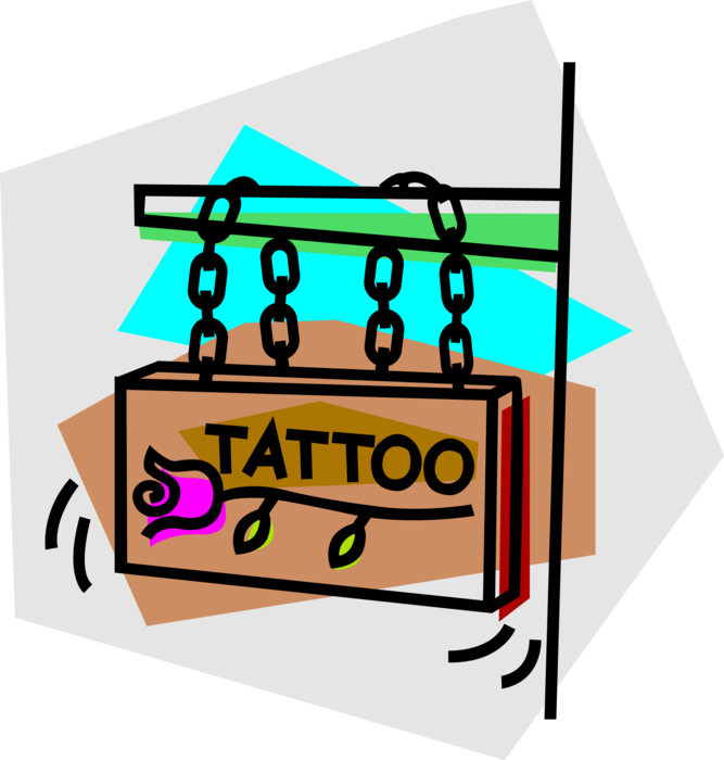 Vector Illustration of Tattoo & Body Piercing Parlour Retail Store Sign