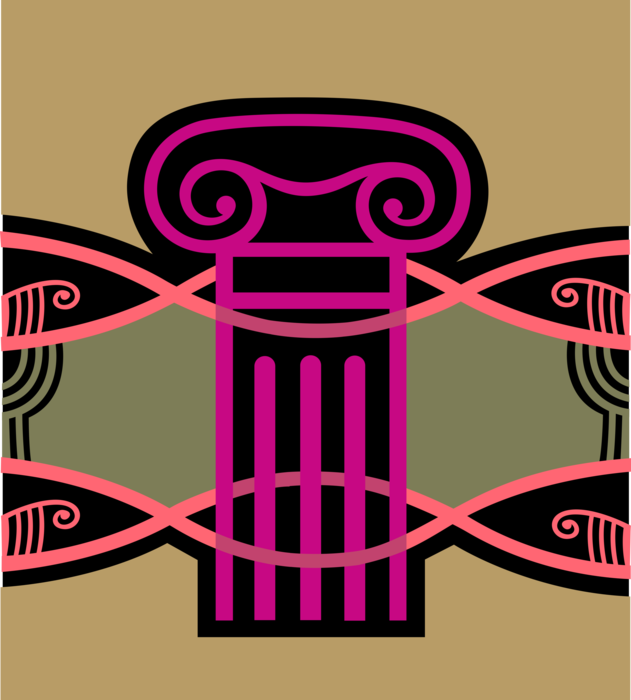Vector Illustration of Classic Architecture Ionic Order Greek Column