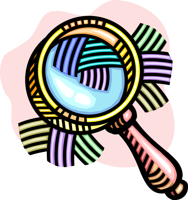 Vector Illustration of Magnification Through Convex Lens Magnifying Glass