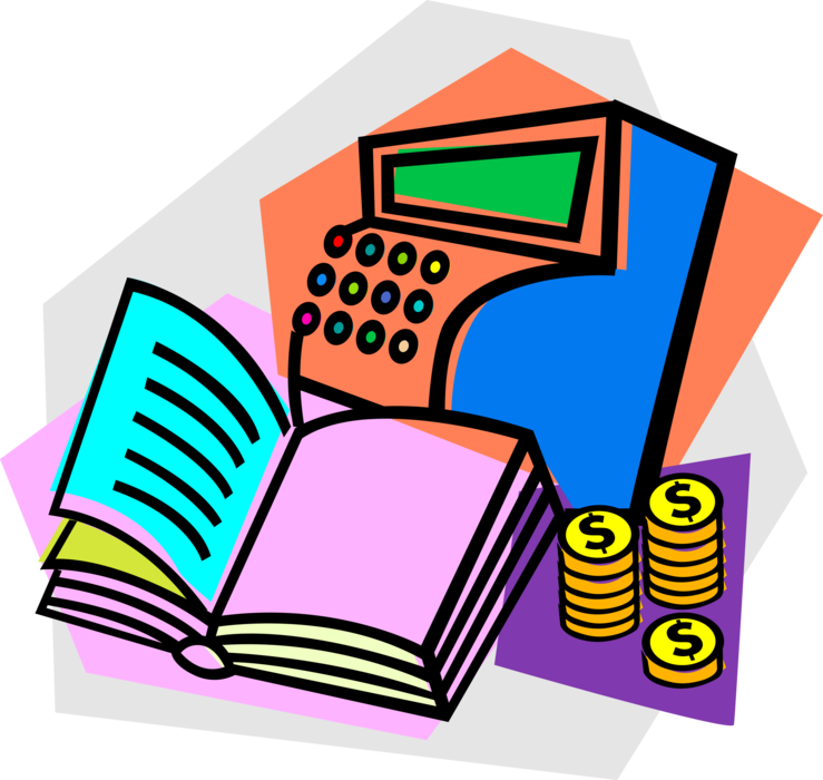 Vector Illustration of Cash Register for Registering and Calculating Transactions with Money and Sales Records
