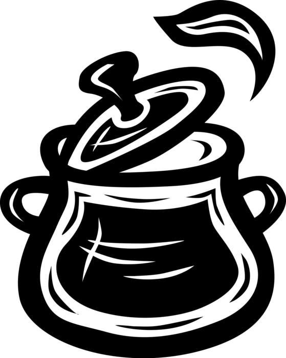 Vector Illustration of Ceramic Kitchen Beanpot Wide-Bellied Vessel to Cook Bean-Based Food Dishes