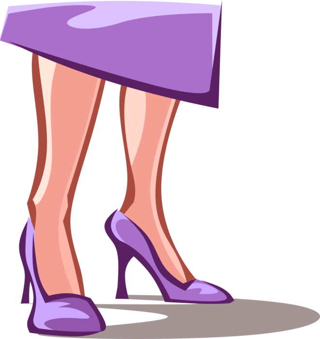 Vector Illustration of Woman's Lower Legs, High Heel Dress Shoes Footwear