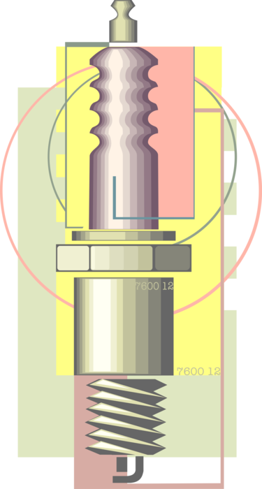 Vector Illustration of Spark Plug Ignition System to Deliver Electric Current