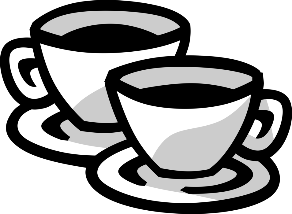 Vector Illustration of Cups of Hot Coffee Beverage Drink