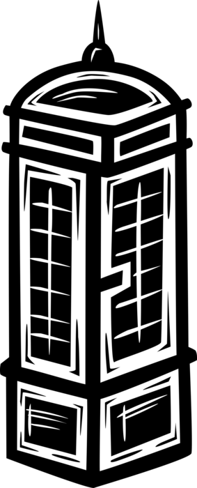 Vector Illustration of United Kingdom Public Telephone Phone Booth