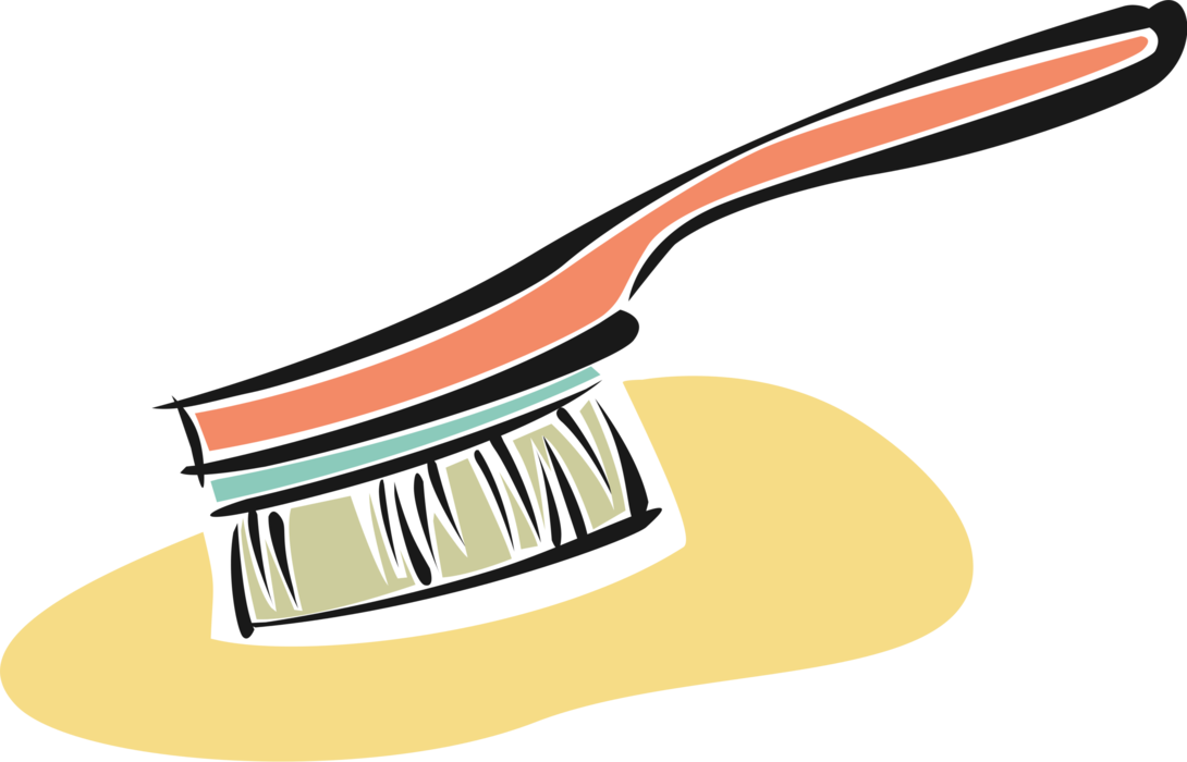 Vector Illustration of Personal Grooming Hairbrush for Smoothing, Styling Human Hair
