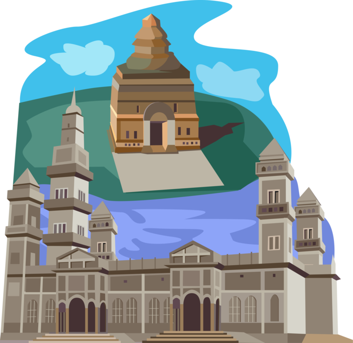 Vector Illustration of Bagan Temple, Burma, Myanmar, Côte D'Ivoire