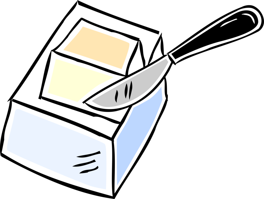 Vector Illustration of Butter Dairy Product from Churning Fermented Cream or Milk