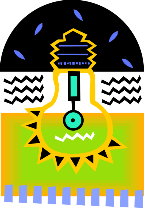 Vector Illustration of Electric Light Bulb Symbol of Invention, Innovation, Inspiration and Good Ideas