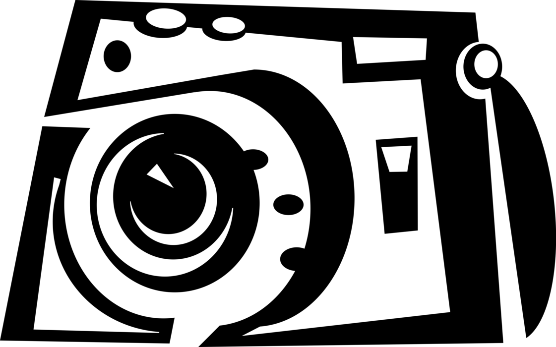 Vector Illustration of Photography Digital SLR 35mm Camera Produces Photographic Images