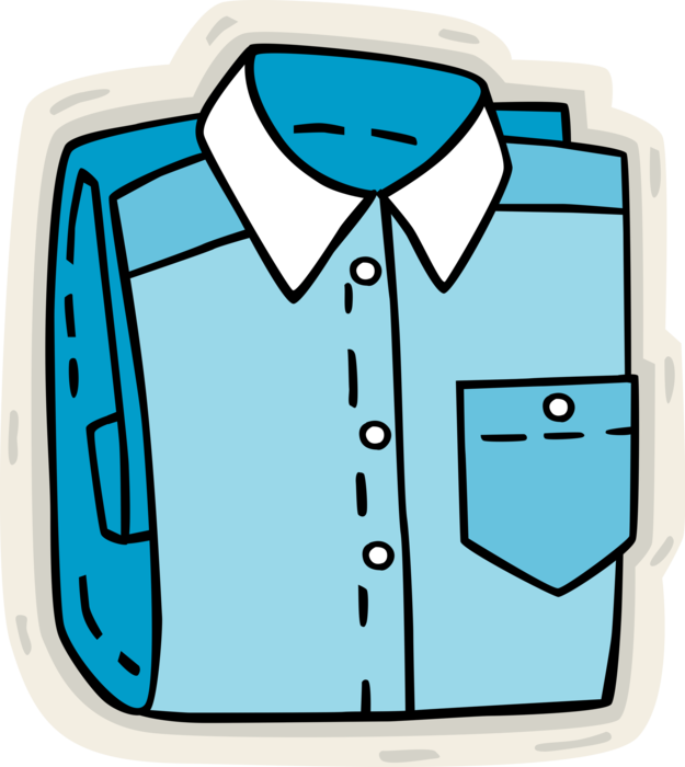 Vector Illustration of Clothing Garment Dress Shirt with Collar, Sleeves and Cuffs