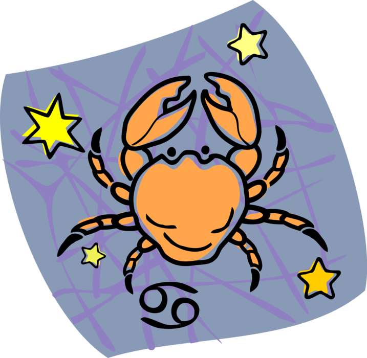 Vector Illustration of Astrological Horoscope Astrology Signs of the Zodiac - Water Sign Cancer the Crab