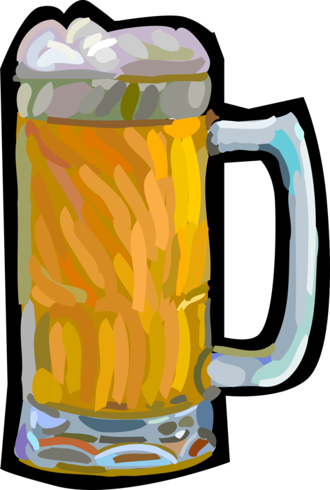 Vector Illustration of Mug of Beer Fermented Malt Barley Alcohol Beverage