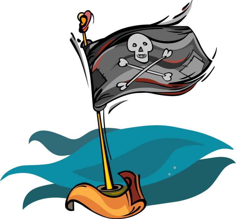 Vector Illustration of Buccaneer Pirate's Flag with Skull and Crossbones