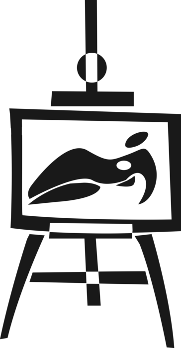 Vector Illustration of Visual Arts Artist's Easel and Painting Canvas Picture