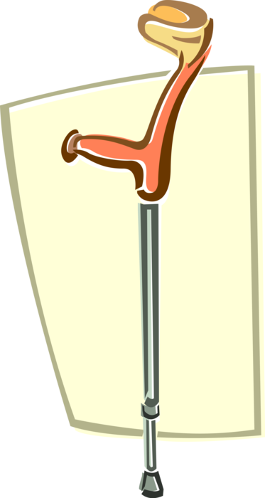 Vector Illustration of Crutch Mobility Aid for Accident Victims and Disabled People Needing Balance or Stability