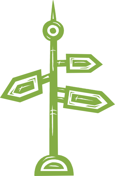 Vector Illustration of Highway or Roadway Traffic Signpost with Direction Arrows