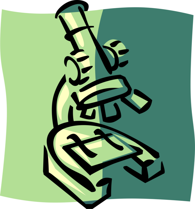 Vector Illustration of Microscope Instrument Sees Objects Too Small for Naked Eye