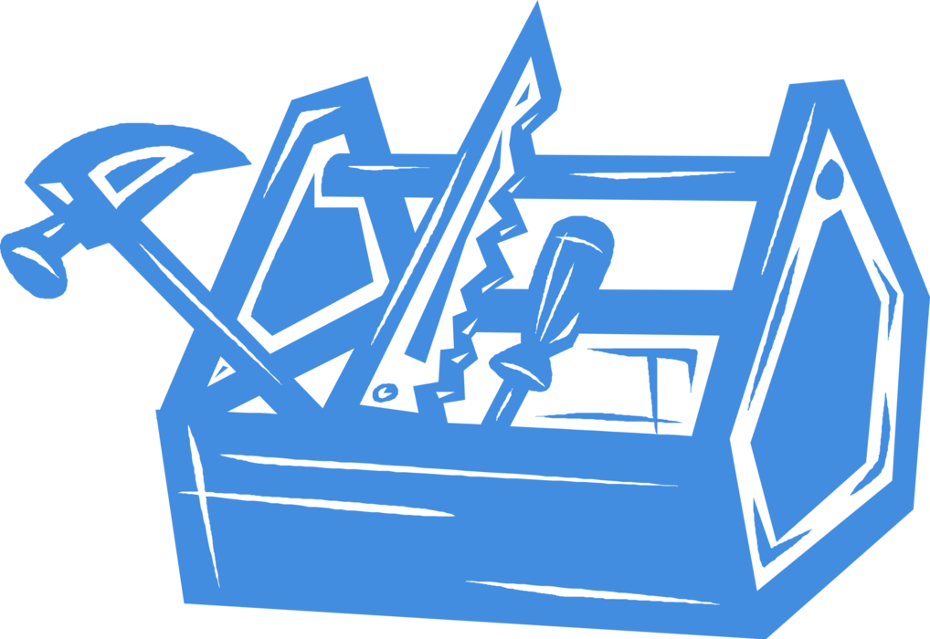 Vector Illustration of Toolbox, Toolkit, Tool Chest or Workbox Organizes and Carries Tools